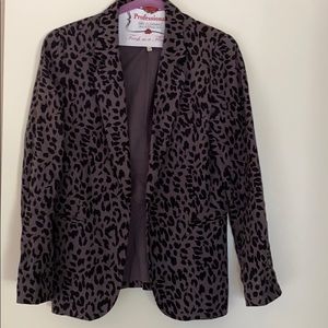 Joie grey black leopard linen blazer size 4
